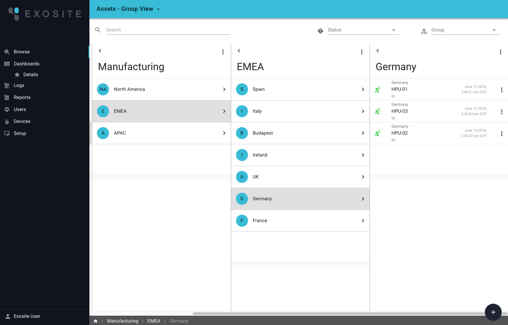 flexible asset hierarchies viewed as groups