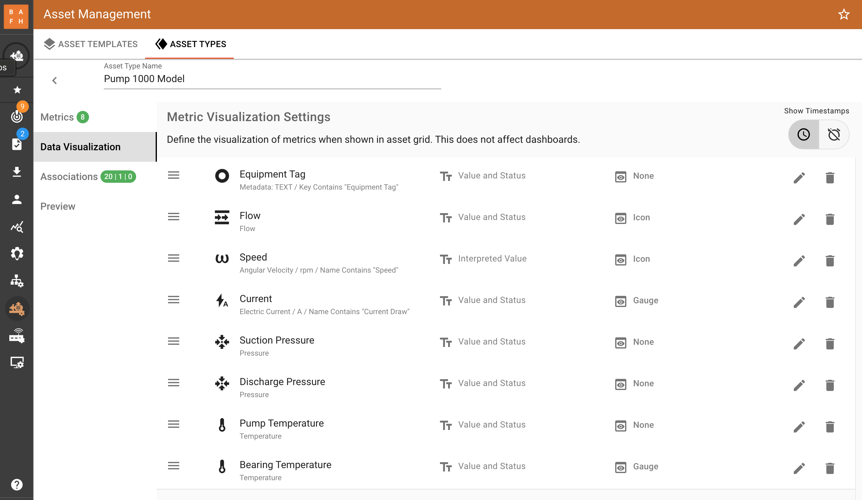 exosense asset type bulk fleet view editing workflow